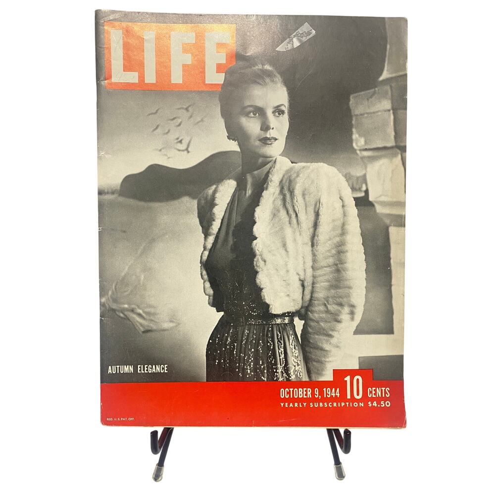 LIFE Magazine October 9 1944 Autumn Elegance Cover Selene Mahri WWII Vintage